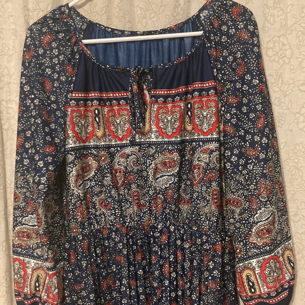 Bohemian Paisley Long Sleeve Dress